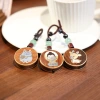 Rosewood keychain, black ebony and purple sandalwood inlaid, One Road Safe Little Deer personalized gift car key chain hanging details Picture